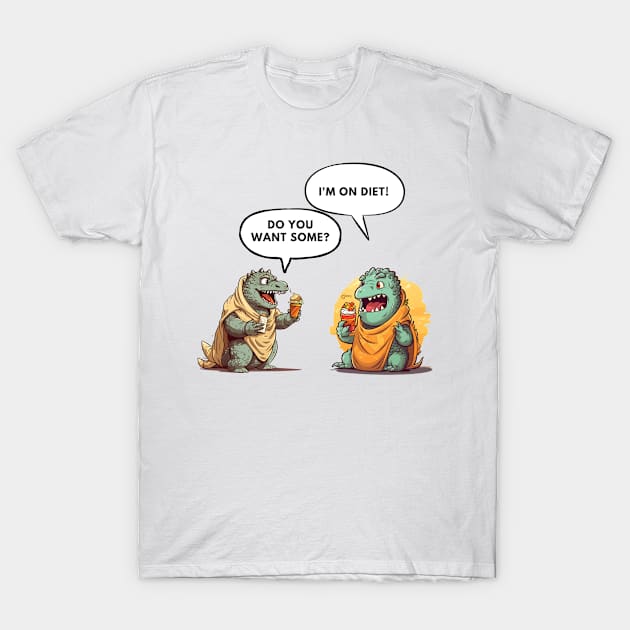 Dinosaur Friendship Diet Joke T-Shirt by NatashaCuteShop